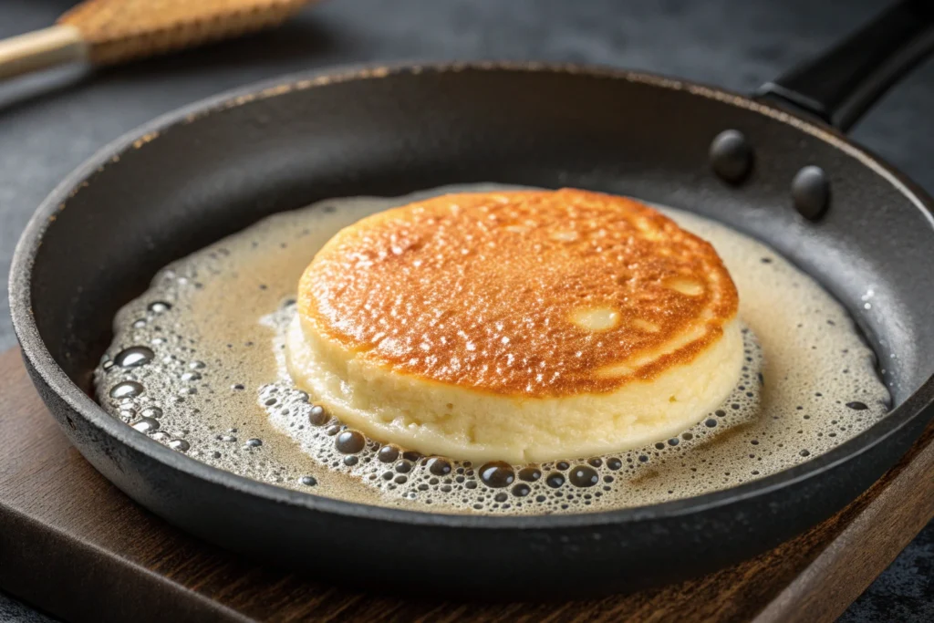 Cooking Cracker Barrel pancakes on a non-stick skillet