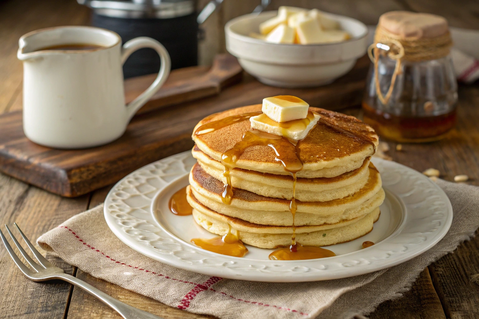 Homemade Cracker Barrel pancake recipe on a plate with syrup