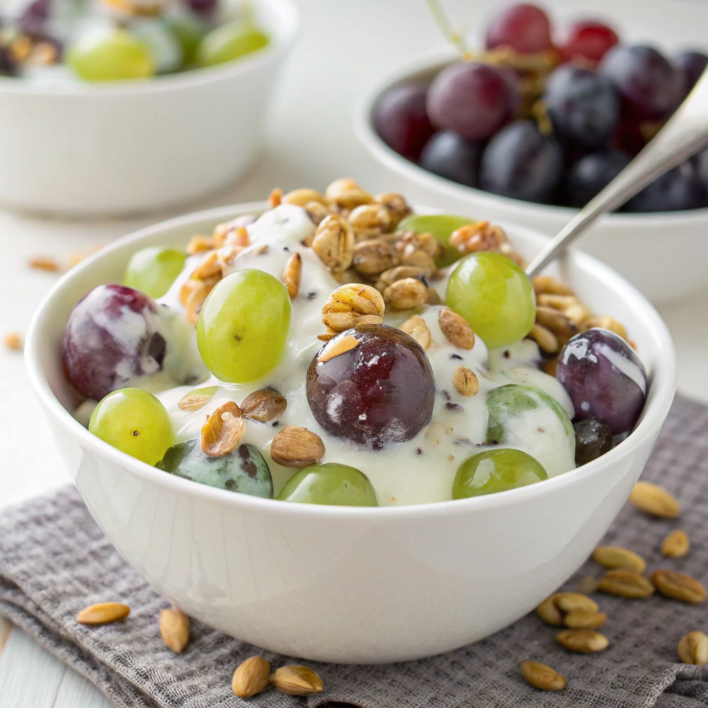 Grape salad with Greek yogurt dressing.