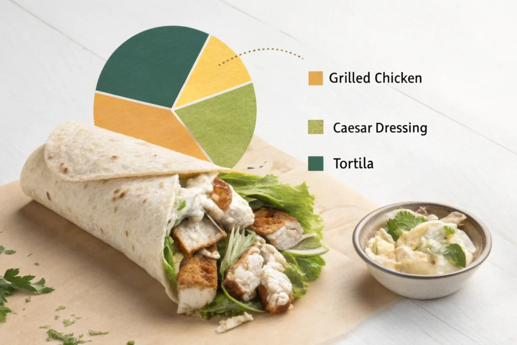 Nutritional breakdown of chicken Caesar wrap