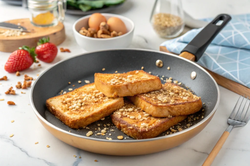 Cooking French Toast Crunch French Toast on a skillet