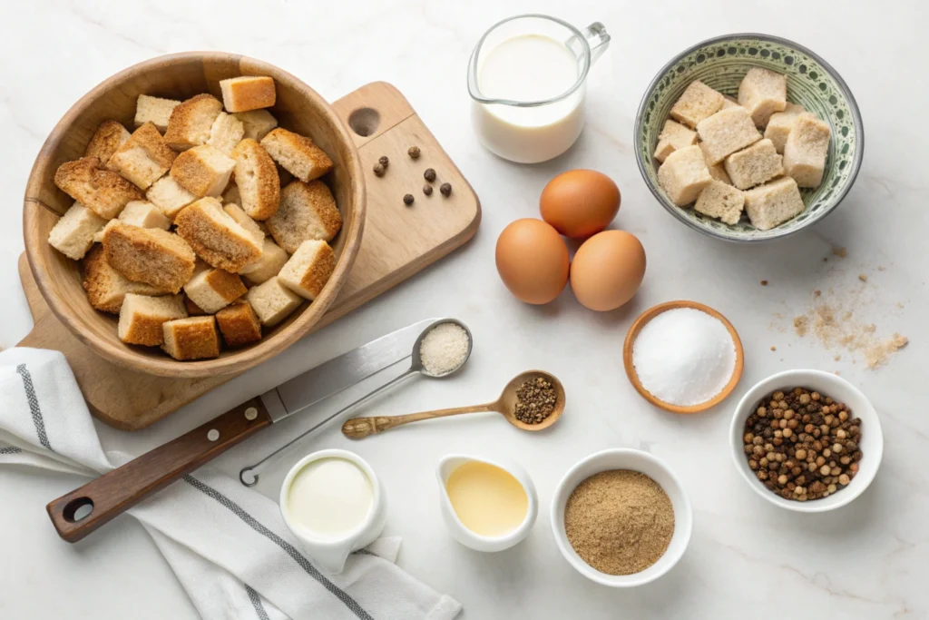 Ingredients for sourdough French toast casserole