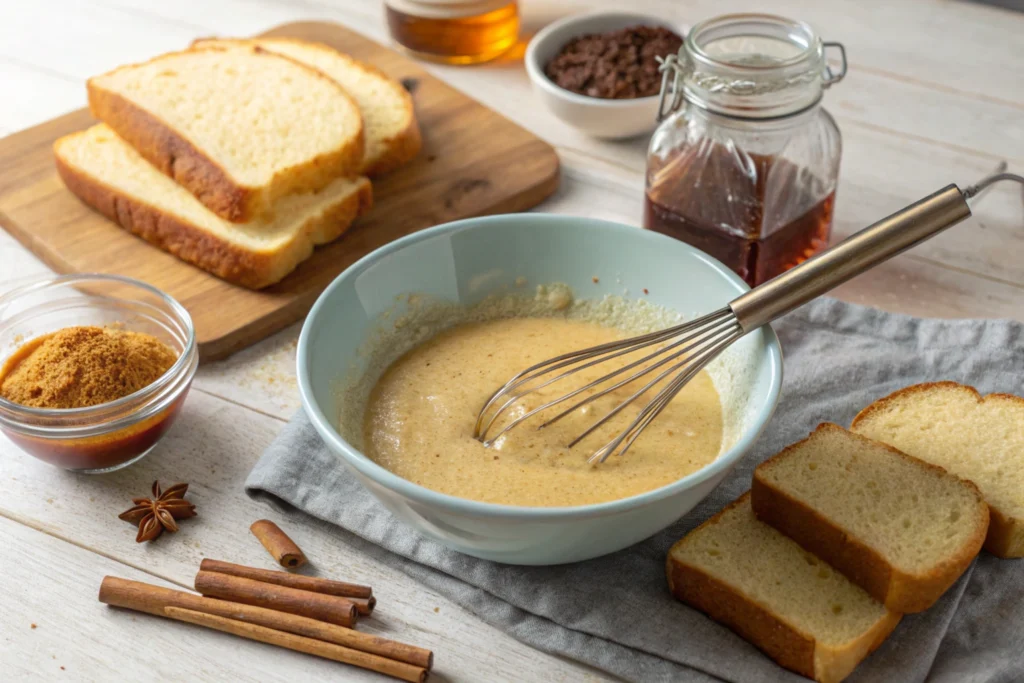 Mixing French toast batter with McCormick spices