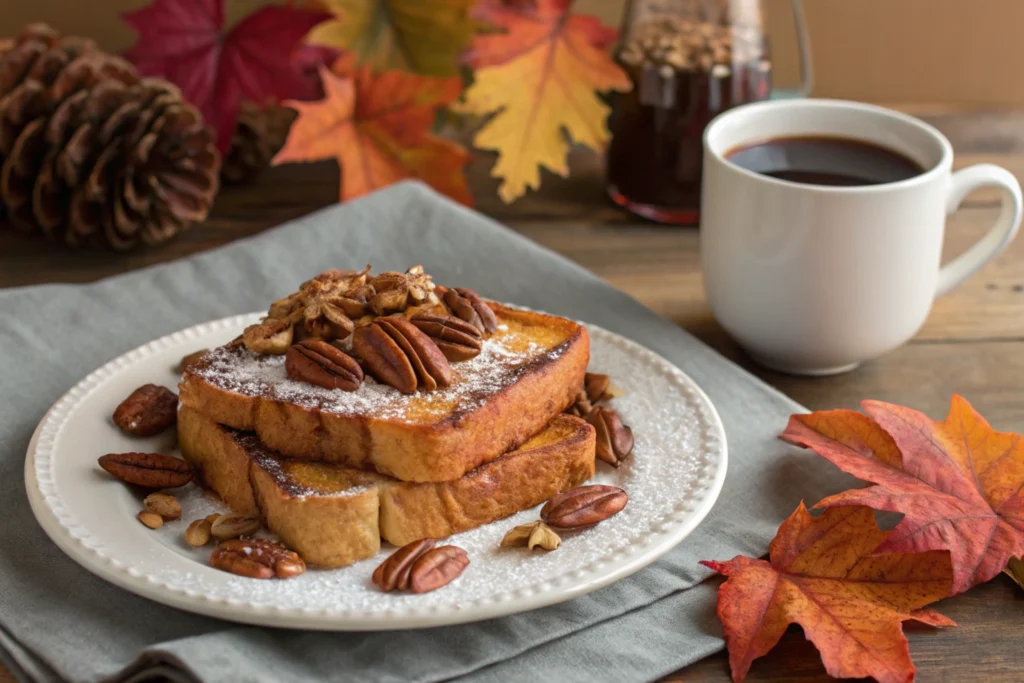 Autumn-inspired French toast with pumpkin spice and pecans