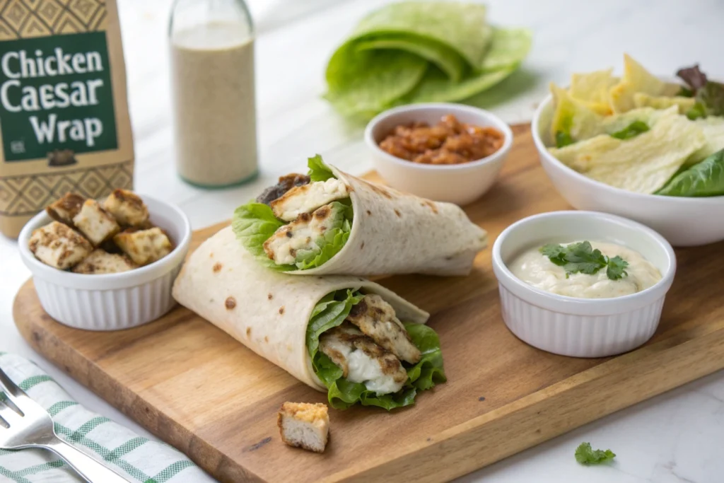 Chicken Caesar wrap with calorie labels