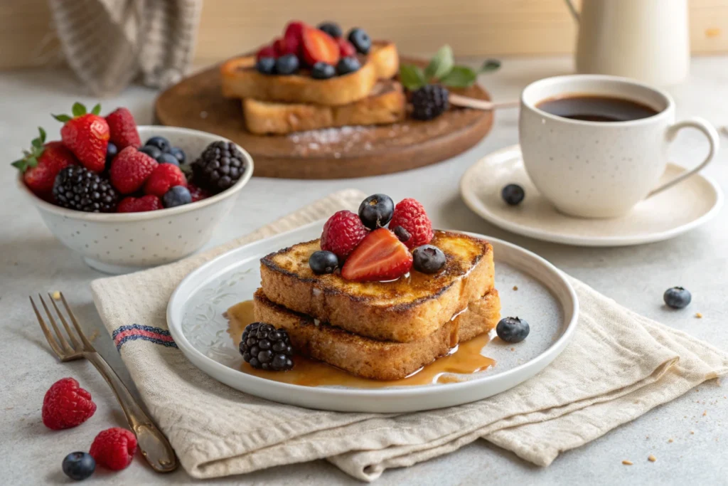 Sourdough French toast breakfast setting